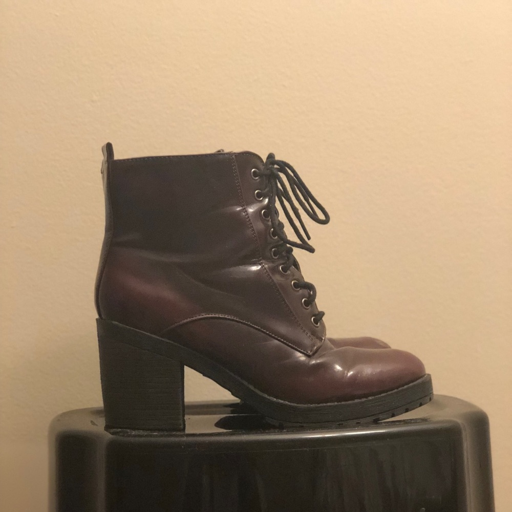 Burgundy combat boots